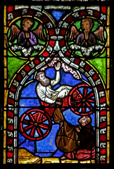 Vetrata raffigurante Elia che ascende al cielo da French School
